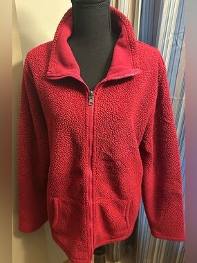 Merona Bright Red Teddy Fleece Zip Jacket
